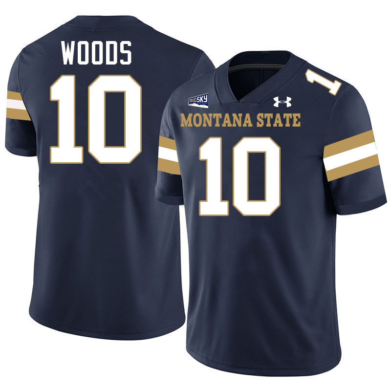 #10 Jabez Woods Montana State Bobcats Jerseys Football Uniforms Stitched-Navy #10 Jabez Woods Montana State Bobcats Jerseys Football Uniforms Stitched-Navy